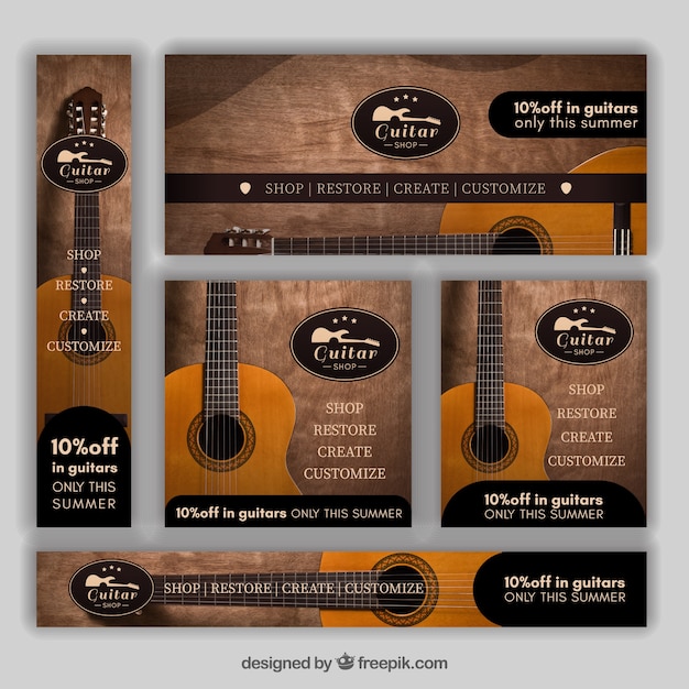 Conjunto de bandeiras de guitarra