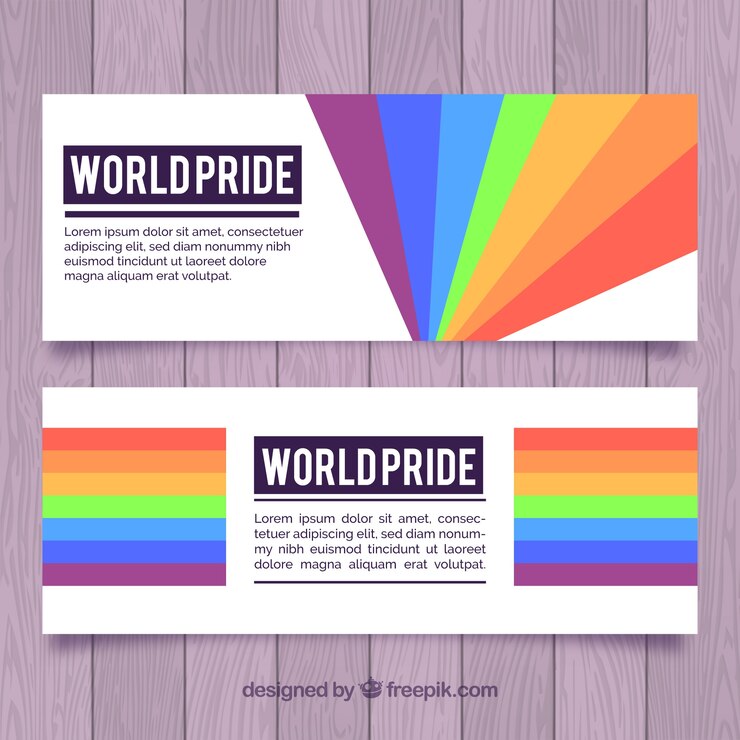Vetor grátis conjunto de bandeiras de orgulho lgbt com cores