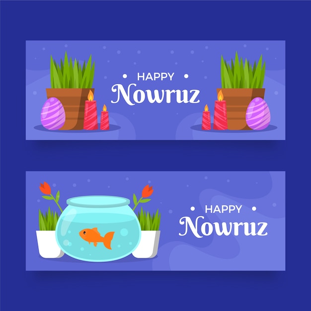 Conjunto de bandeiras horizontais planas nowruz