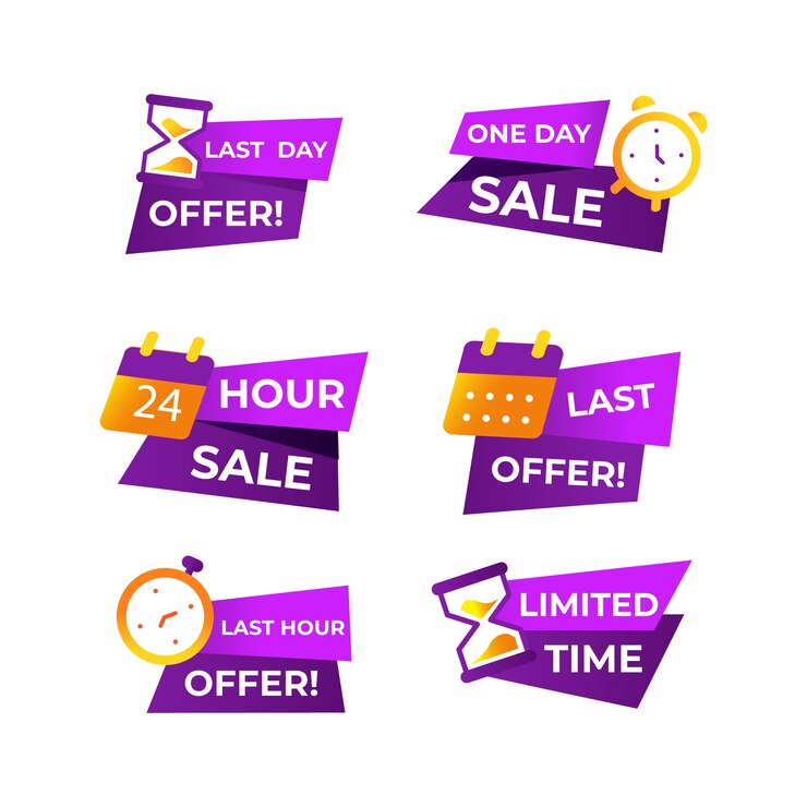 Vetor grátis conjunto de banner de contagem regressiva de vendas