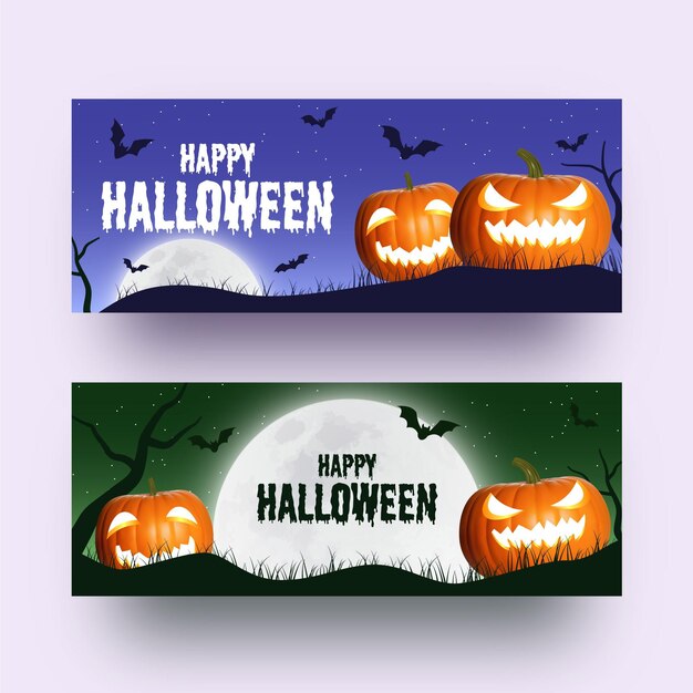 Vetor grátis conjunto de banner de halloween