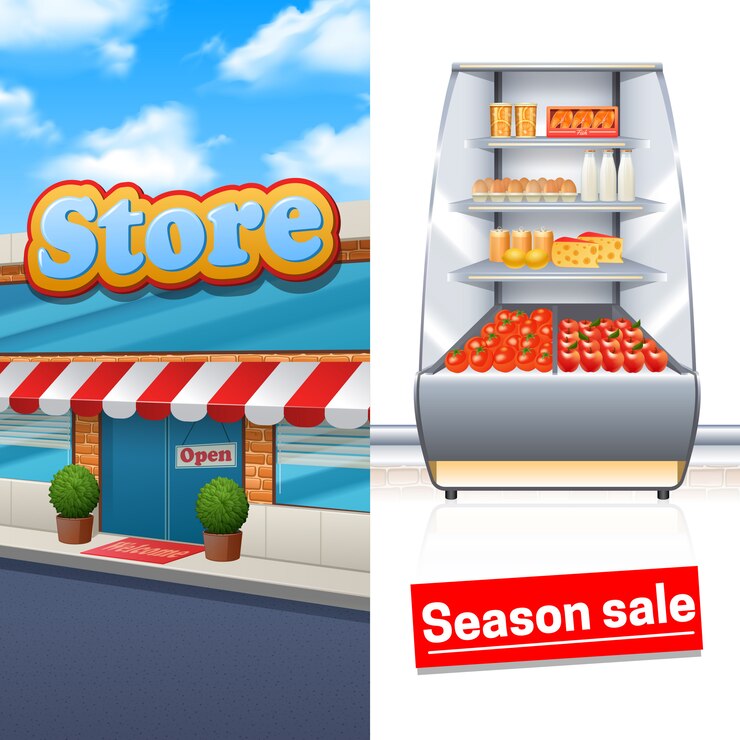 Vetor grátis conjunto de banner de supermercado