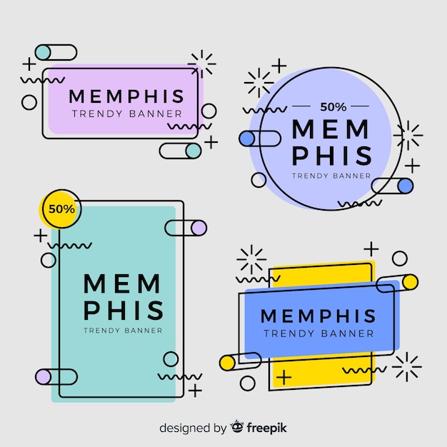 Vetor grátis conjunto de banner de venda de estilo memphis colorido