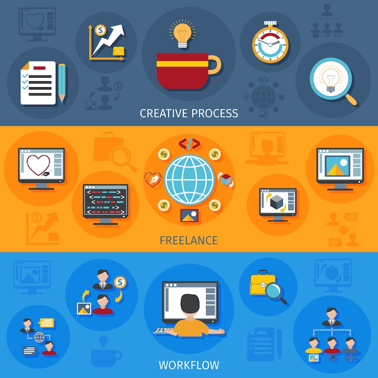 Vetor grátis conjunto de banner freelancer