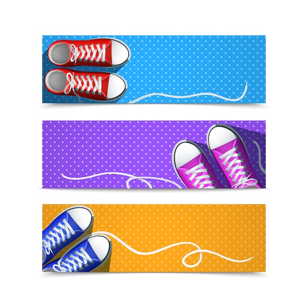 Conjunto de banner horizontal de acessórios clássicos gumshoes de borracha