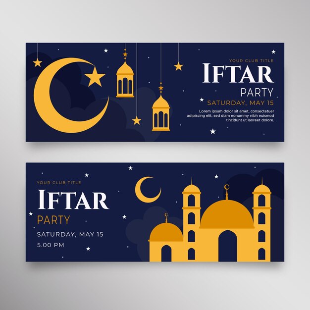 Conjunto de banner iftar plano