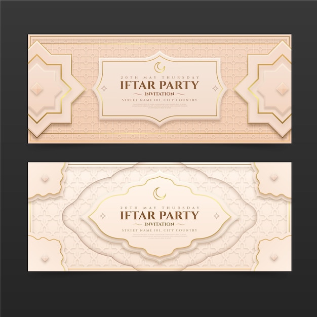 Conjunto de banner iftar realista