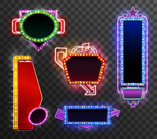 Conjunto de banner retro luz