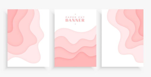 Conjunto de banners com padrão de corte de papel abstrato para apresentação