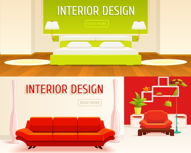 Vetor grátis conjunto de banners de design de interiores