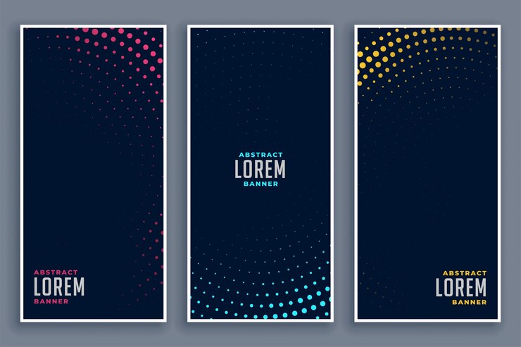 Vetor grátis conjunto de banners de efeito de meio-tom circular elegante