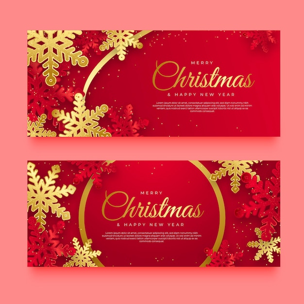 Vetor grátis conjunto de banners de natal realistas