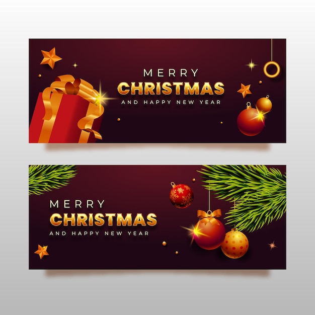 Vetor grátis conjunto de banners de natal realistas