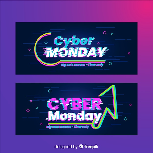 Conjunto de banners de segunda-feira cyber falha