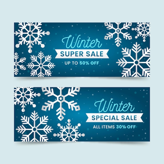 Conjunto de banners de venda de inverno