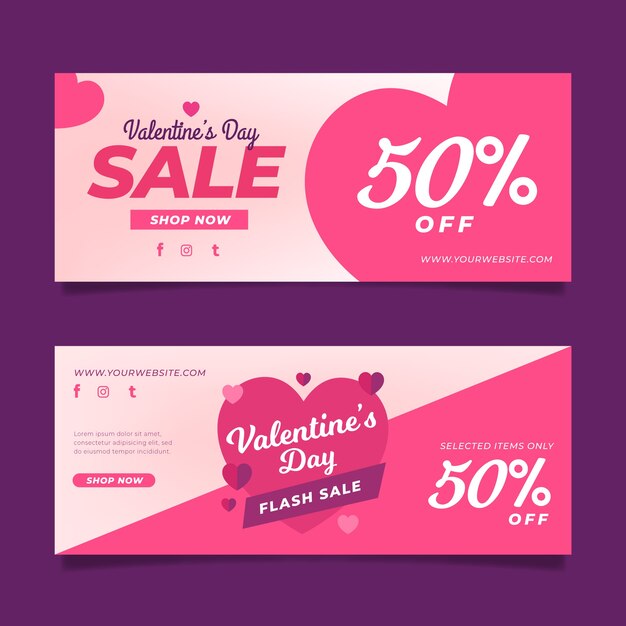 Conjunto de banners de venda do dia dos namorados