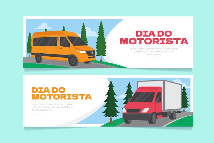 Vetor grátis conjunto de banners dia do motorista