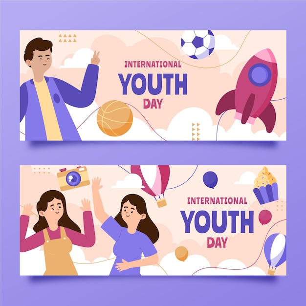 Conjunto de banners do dia internacional da juventude