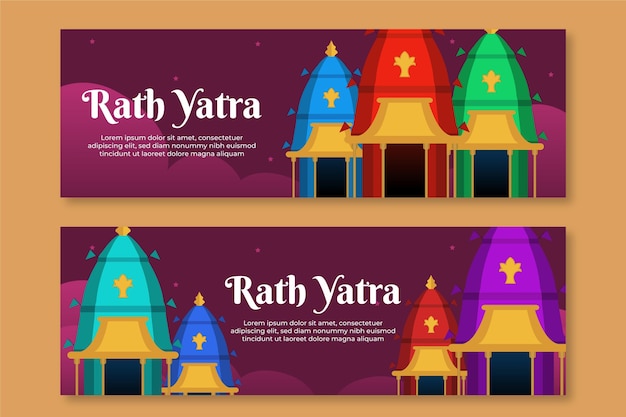 Conjunto de banners flat rath yatra