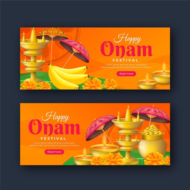 Conjunto de banners gradientes onam