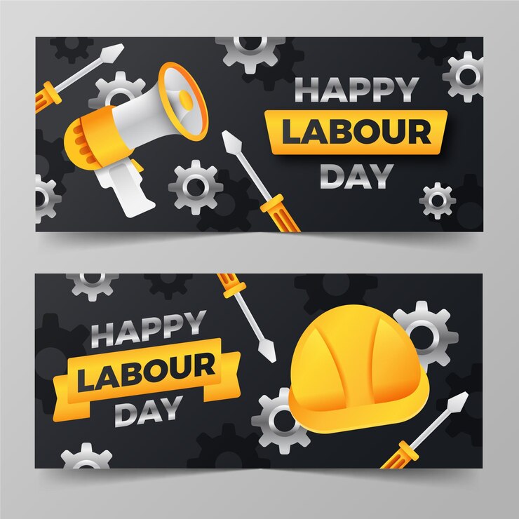 Vetor grátis conjunto de banners gradientes para o dia do trabalho