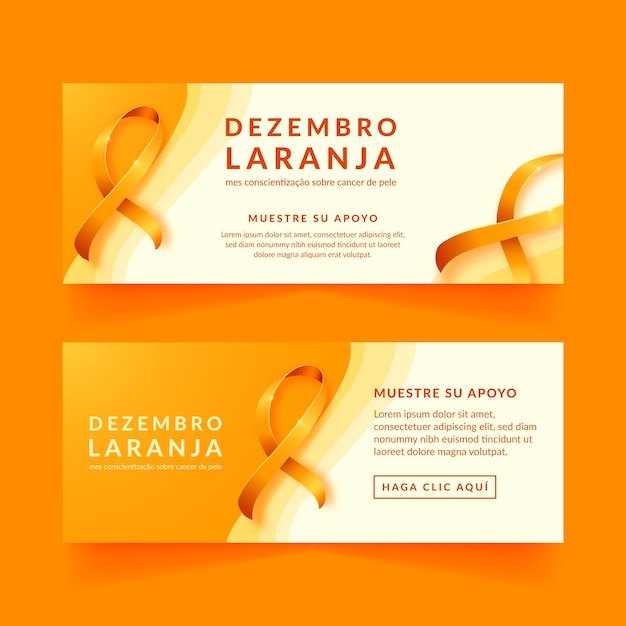 Vetor grátis conjunto de banners horizontais de dezembro laranja realista