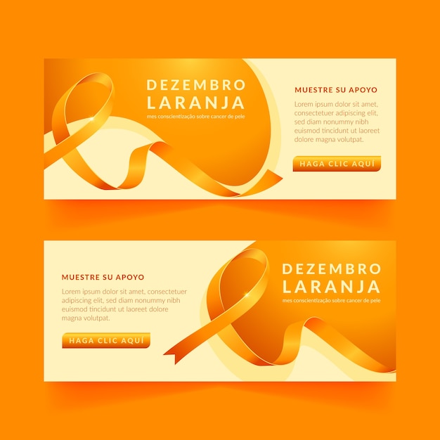 Vetor grátis conjunto de banners horizontais de dezembro laranja realista