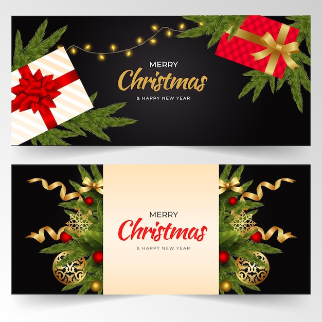 Conjunto de banners horizontais de natal realistas