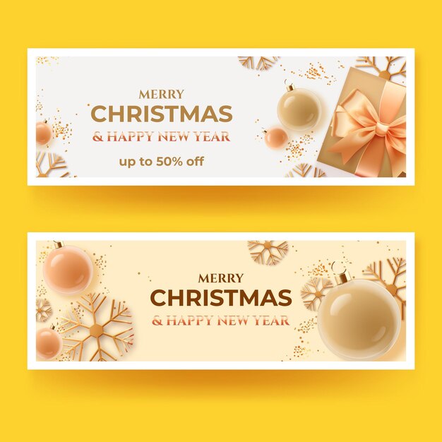 Conjunto de banners horizontais de natal realistas