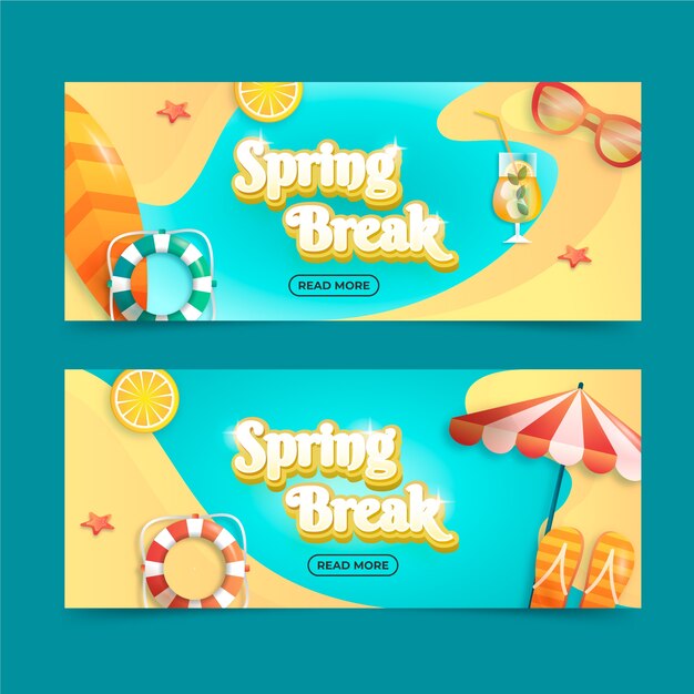 Conjunto de banners horizontais de primavera realista