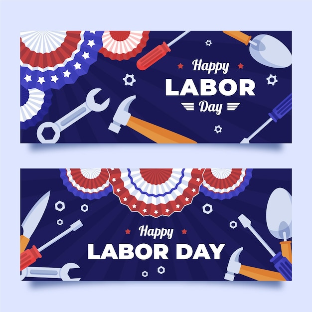 Conjunto de banners horizontais do dia do trabalho