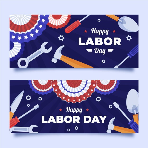 Conjunto de banners horizontais do dia do trabalho