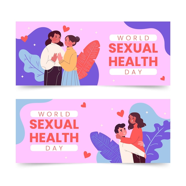 Conjunto de banners horizontais do dia mundial da saúde sexual