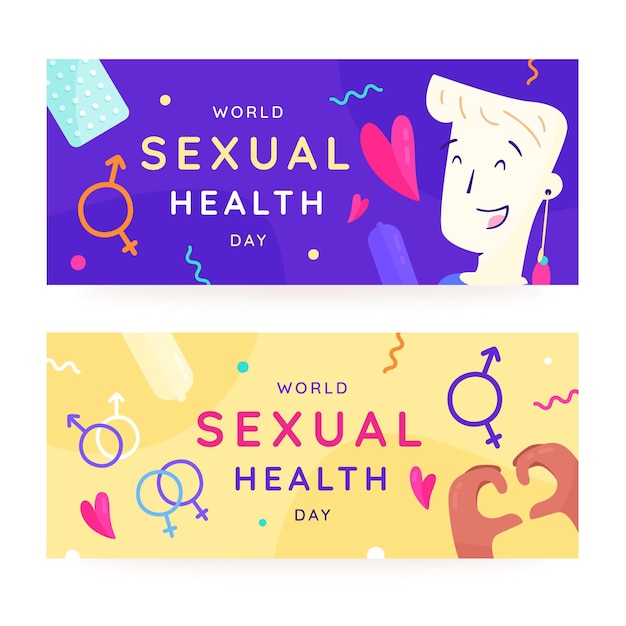 Conjunto de banners horizontais do dia mundial da saúde sexual