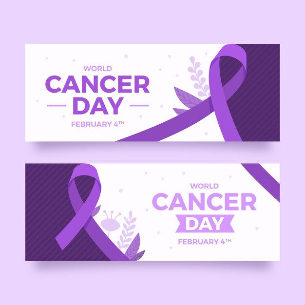 Conjunto de banners horizontais do Dia Mundial do Câncer