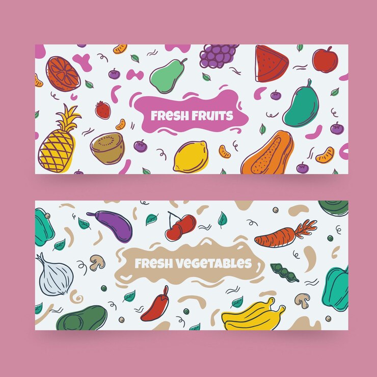 Vetor grátis conjunto de banners horizontais do dia vegetariano de mundo plano