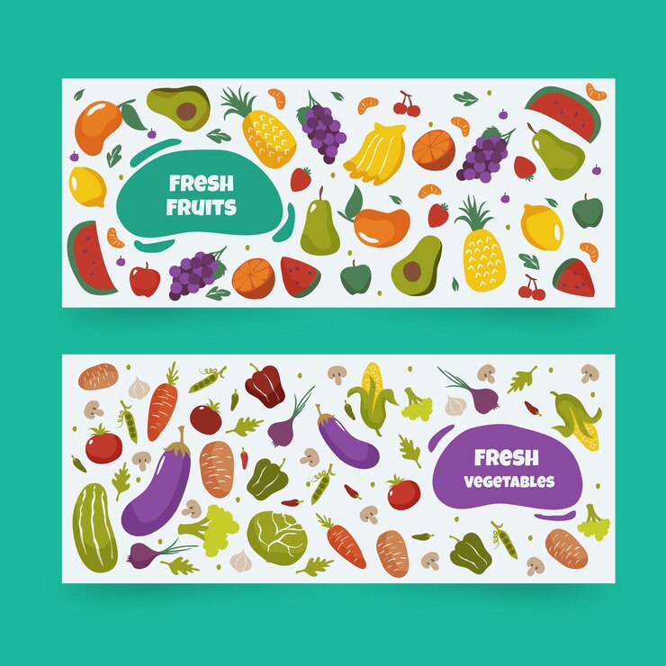 Vetor grátis conjunto de banners horizontais do dia vegetariano de mundo plano