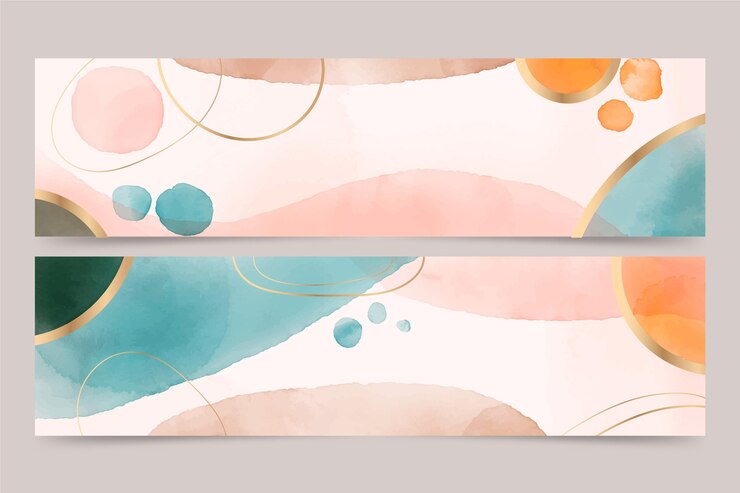 Vetor grátis conjunto de banners horizontais em aquarela desenhado à mão