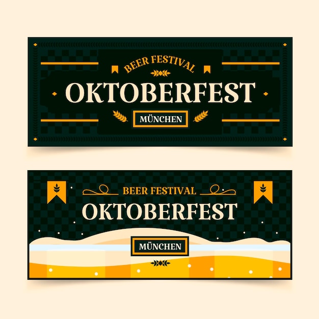 Vetor grátis conjunto de banners horizontais para oktoberfest