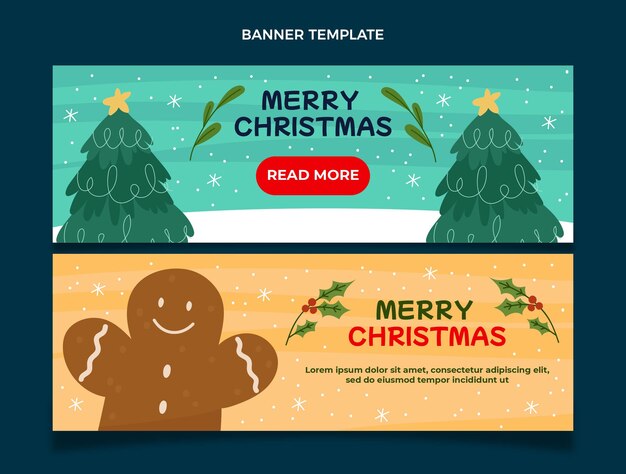 Vetor grátis conjunto de banners horizontais planos de natal