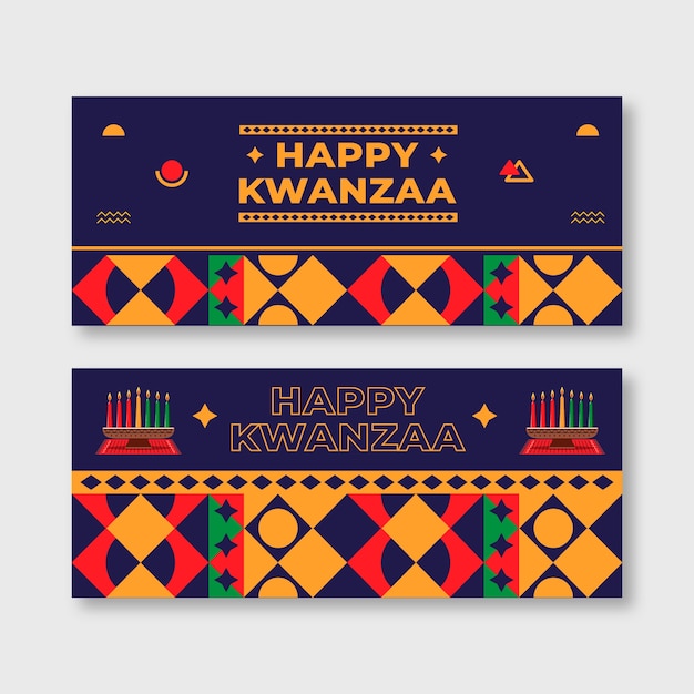 Conjunto de banners horizontais planos kwanzaa