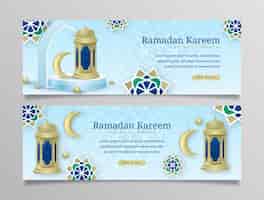 Vetor grátis conjunto de banners horizontais realistas do ramadã