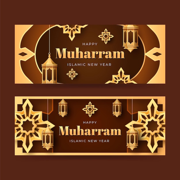 Conjunto de banners muharram realistas