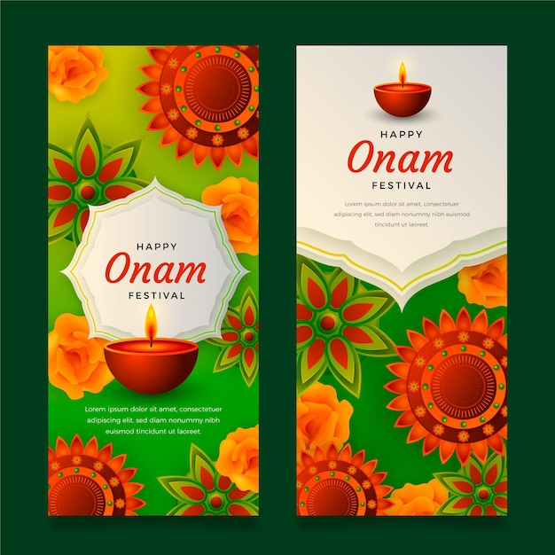 Conjunto de banners onam realistas