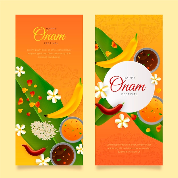 Conjunto de banners onam realistas