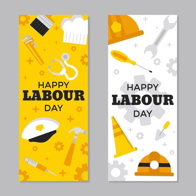 Conjunto de banners planos para o dia do trabalho