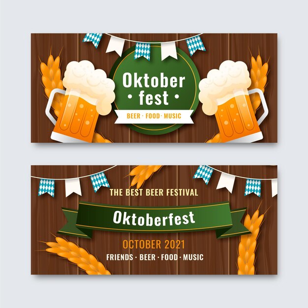 Conjunto de banners realistas da oktoberfest