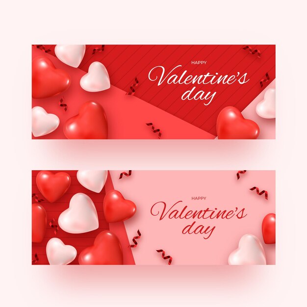 Conjunto de banners realistas do dia dos namorados