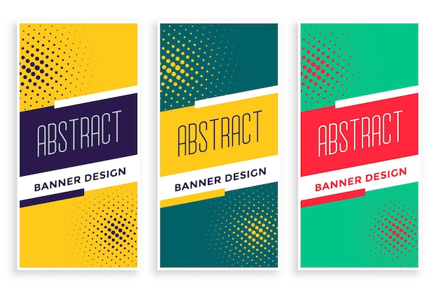 Conjunto de banners verticais abstratos de meio-tom