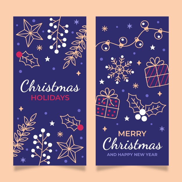 Conjunto de banners verticais de celebração de temporada de natal